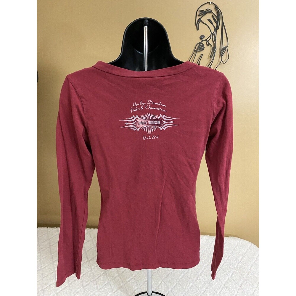 Vintage Harley Davidson York PA USA Made Women’s Red Long Sleeve Top Size Large - Picture 10 of 16